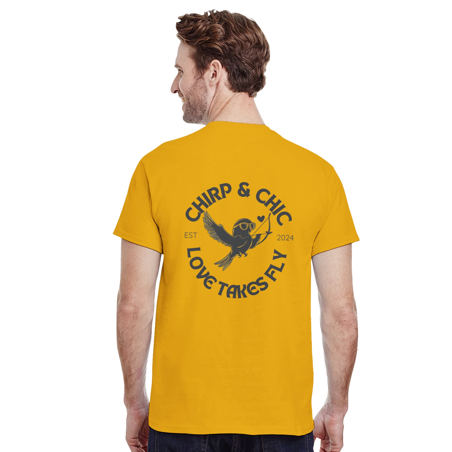 Chirp & Chic x Cupid Golden T-Shirt - Classic Cotton Tee with Unique Design - Chirp & Chic